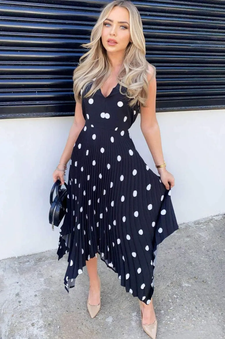 Orlena Black Polka Dot Dress