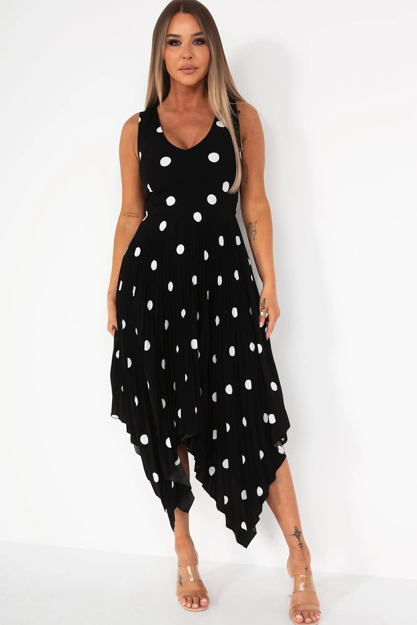 Orlena Black Polka Dot Dress