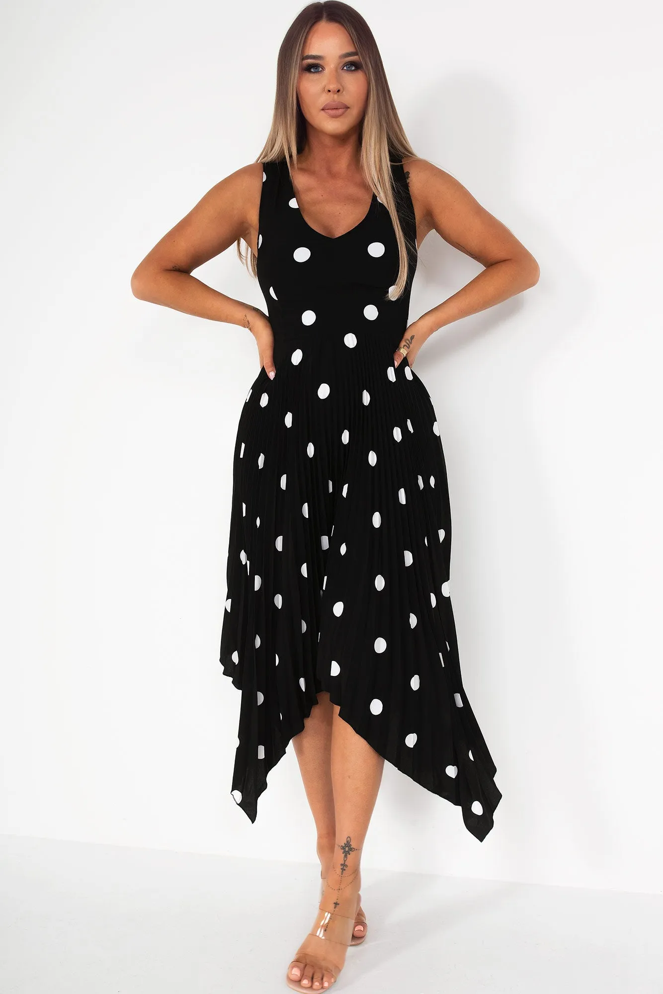 Orlena Black Polka Dot Dress