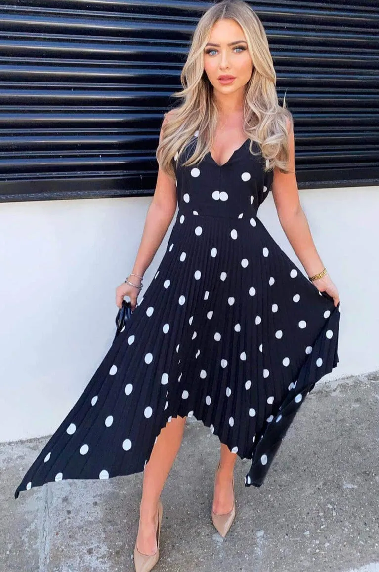 Orlena Black Polka Dot Dress