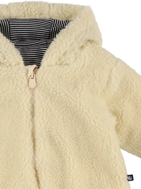 Petit Bateau   Hooded Faux fur teddy romper 