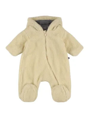 Petit Bateau   Hooded Faux fur teddy romper 