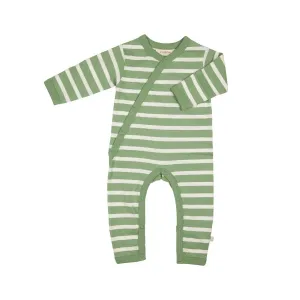 Pigeon Organics Kimono Breton Stripe Romper - Green