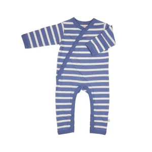 Pigeon Organics Kimono Breton Stripe Romper - Summer Blue