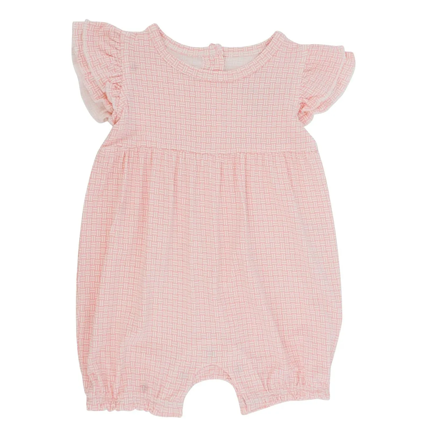 Pink Basketweave Ruffle Romper - Select Size