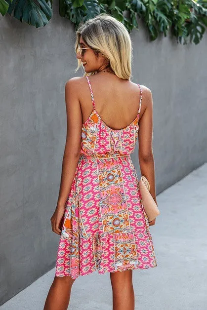 Pink Floral Ruffle Dress