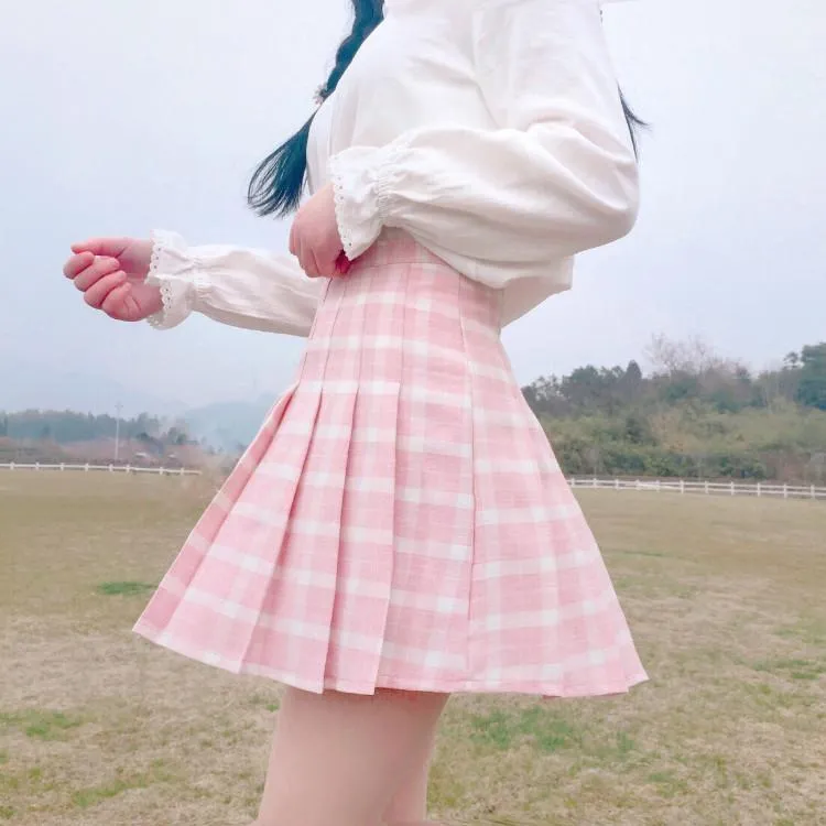 Pink Plaid School Girl Skirt