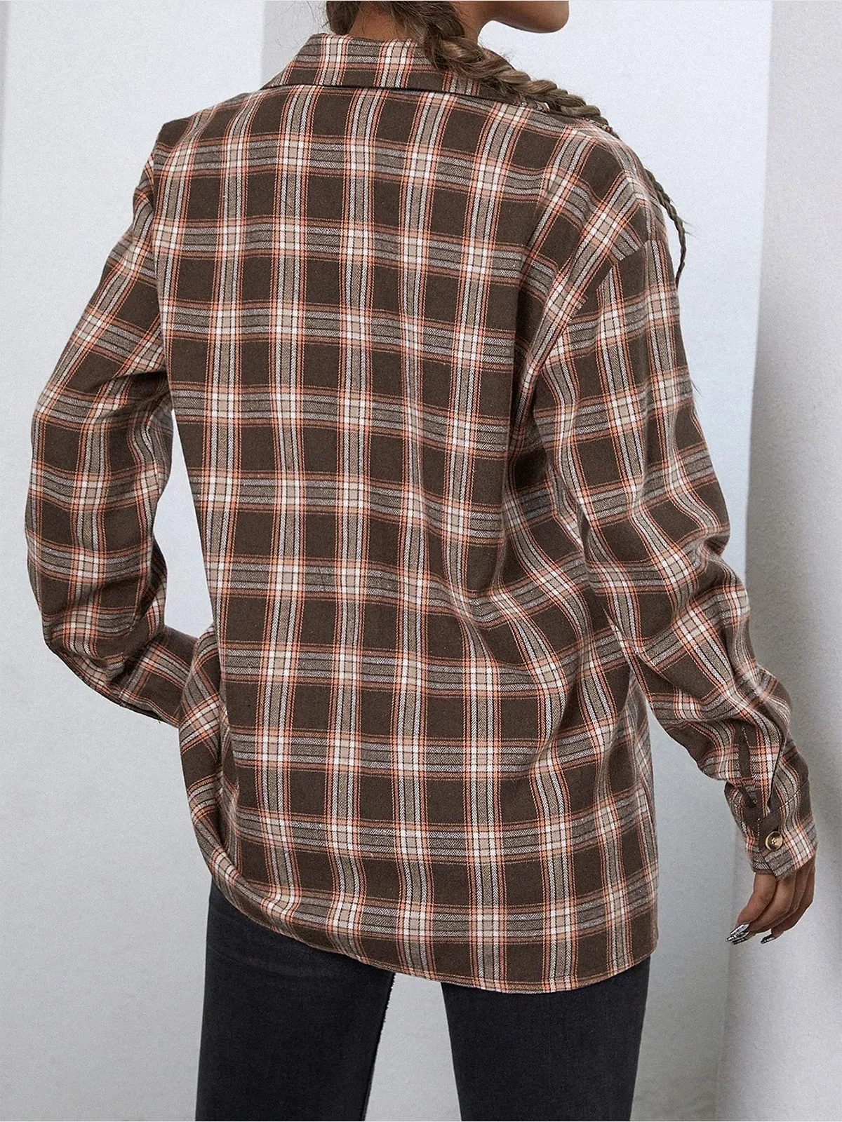 Plaid Long Sleeve Shirt with Pocket