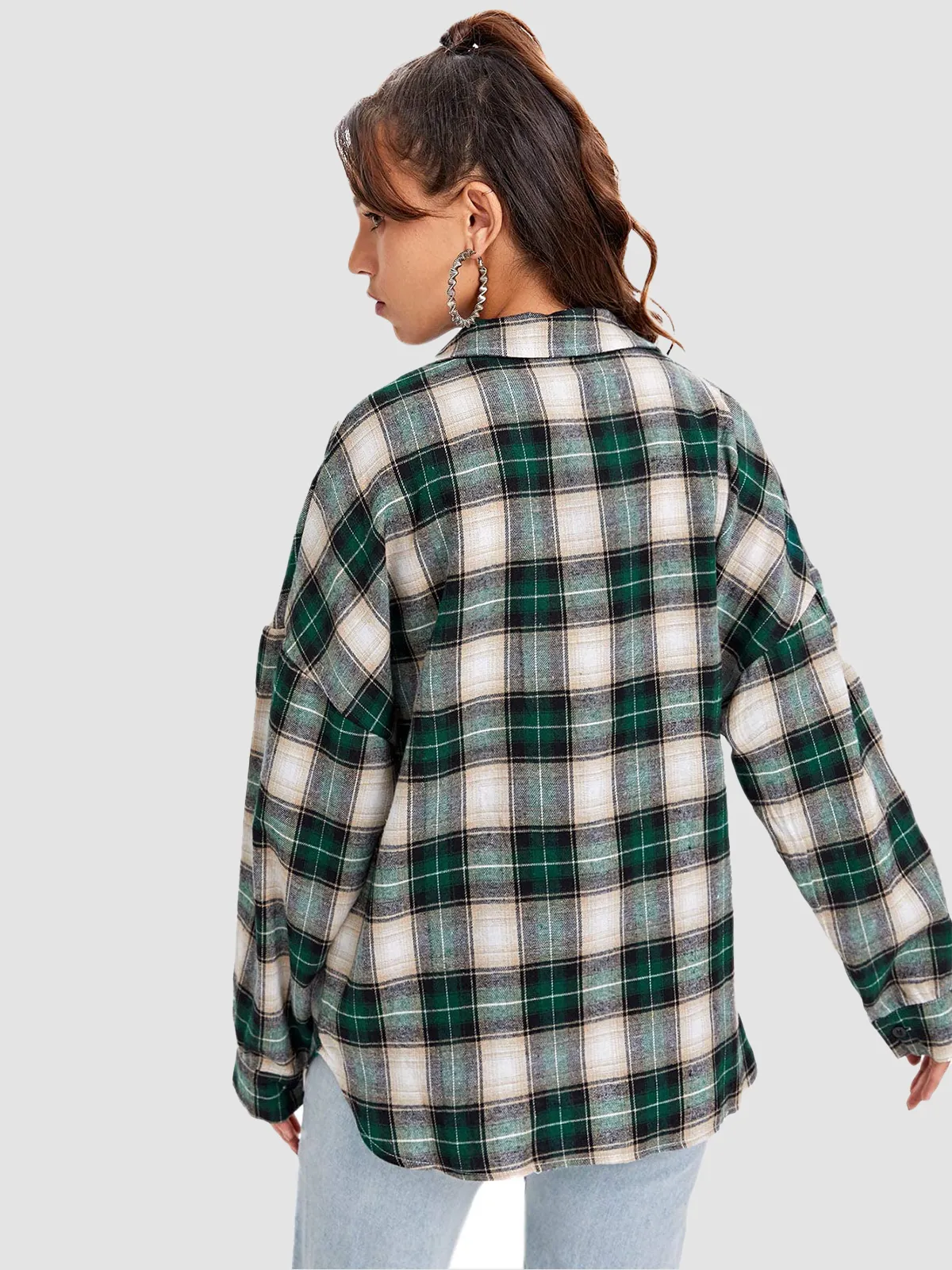 Plaid Long Sleeve Shirt with Pocket