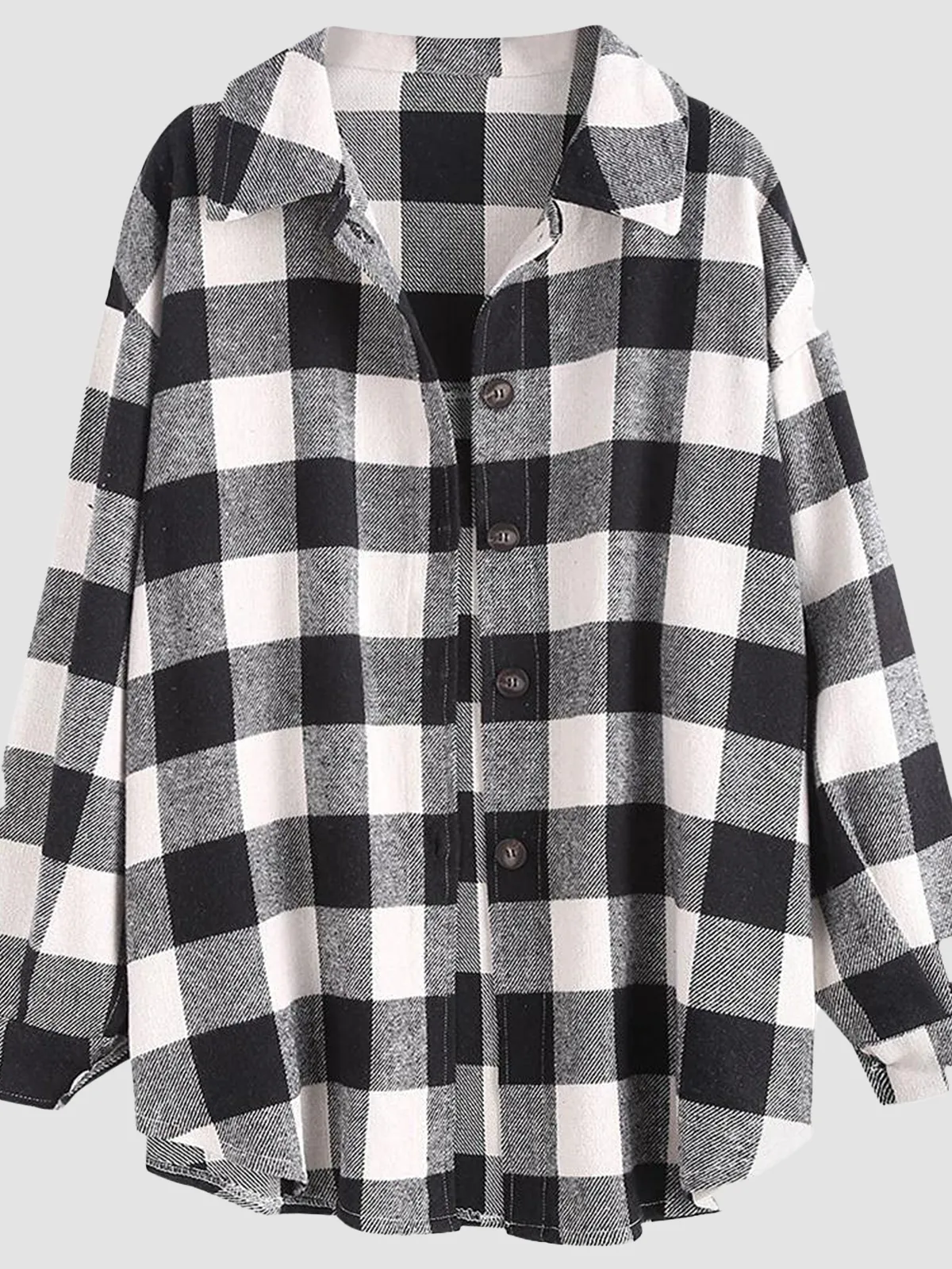 Plaid Long Sleeve Shirt with Pocket