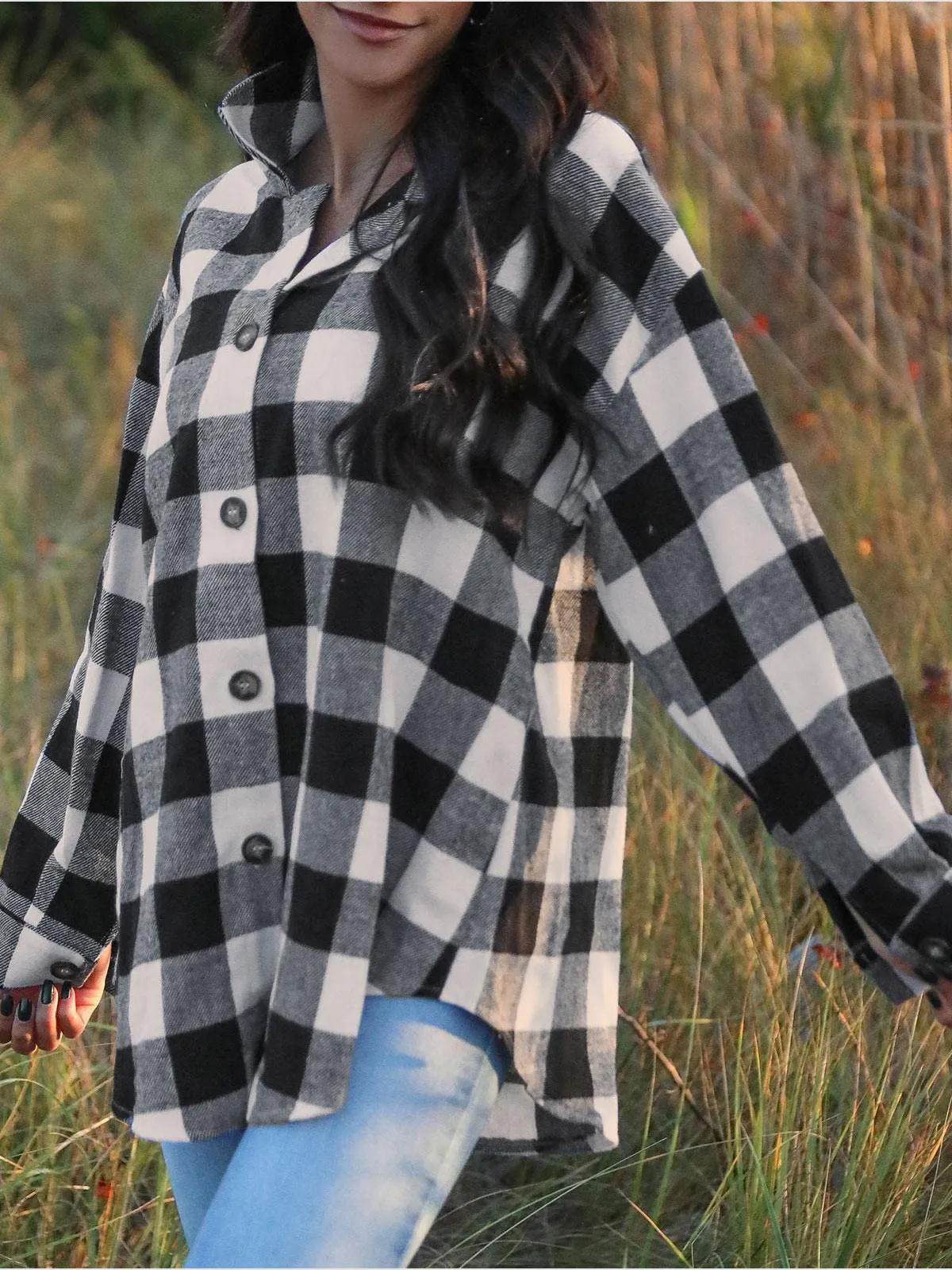 Plaid Long Sleeve Shirt with Pocket