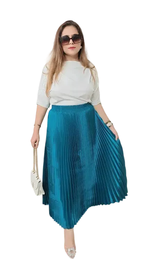 Pleated skirt long length