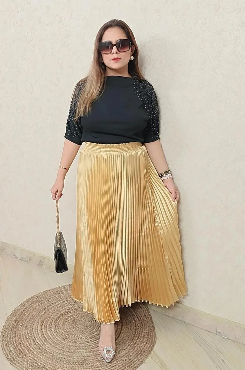 Pleated skirt long length