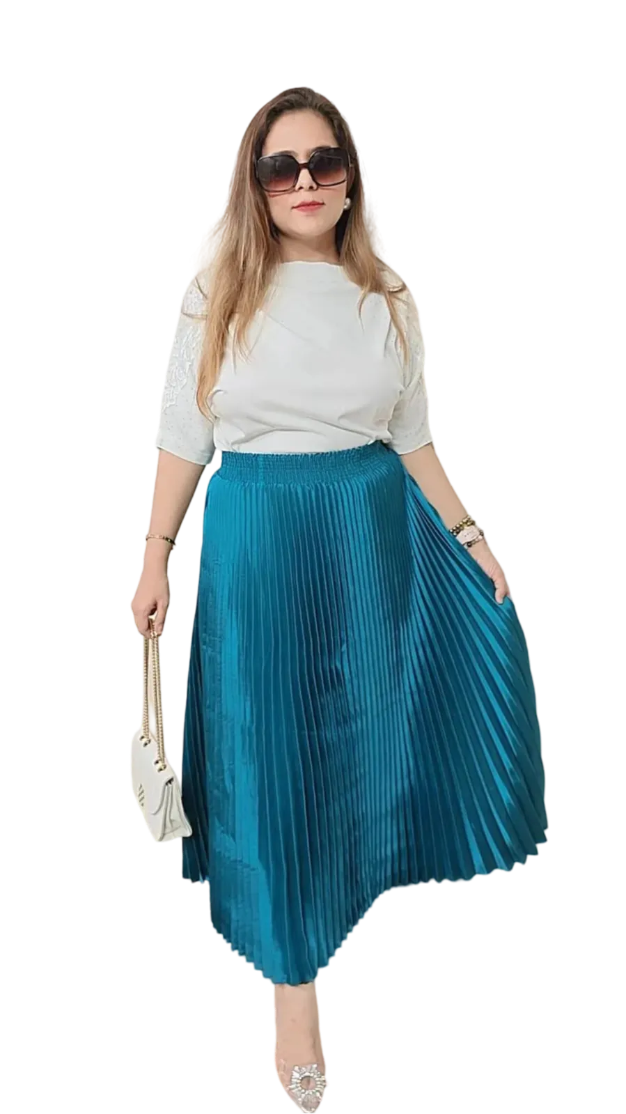 Pleated skirt long length