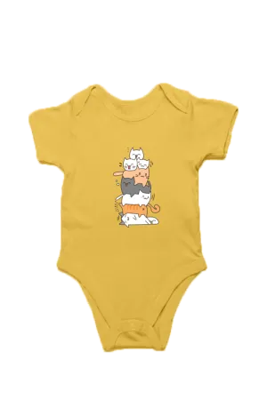 Purrfectly Cozy Cat Pile Baby Romper – Soft & Playful