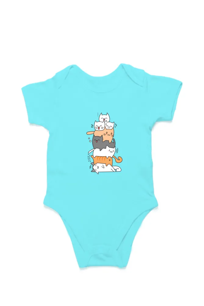 Purrfectly Cozy Cat Pile Baby Romper – Soft & Playful