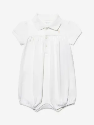 Ralph Lauren Baby Girls Polo Bubble Romper in White