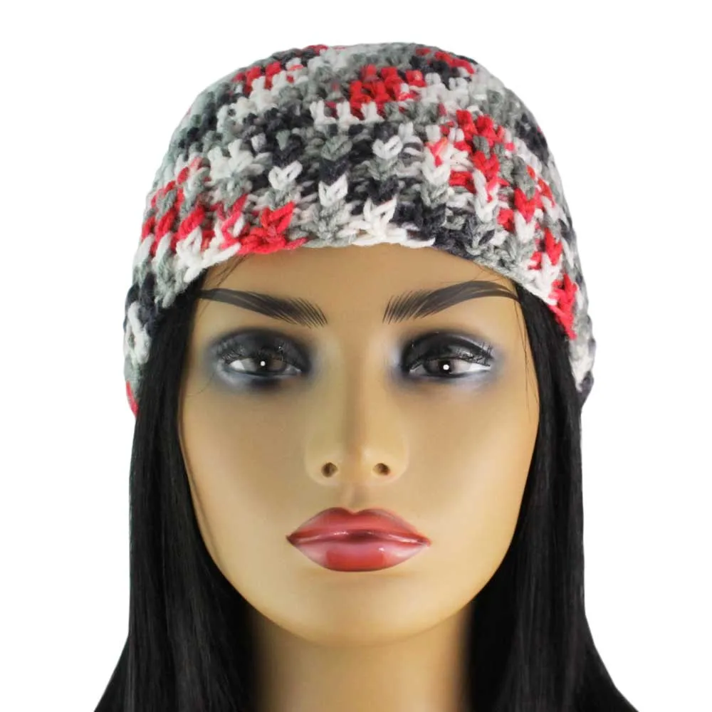 Red White Gray Black Crochet Snug Beanie Hat Med/Lg - JMCH59ML