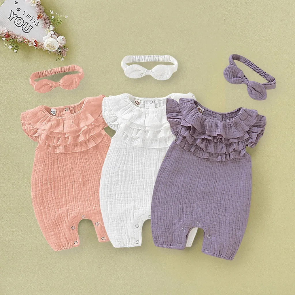 Ruffled Romper with headband u1