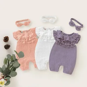 Ruffled Romper with headband u1