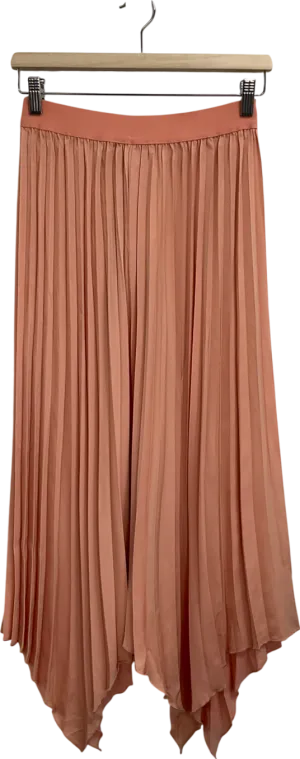 S Deer Orange Pleated Satin Skirt UK S