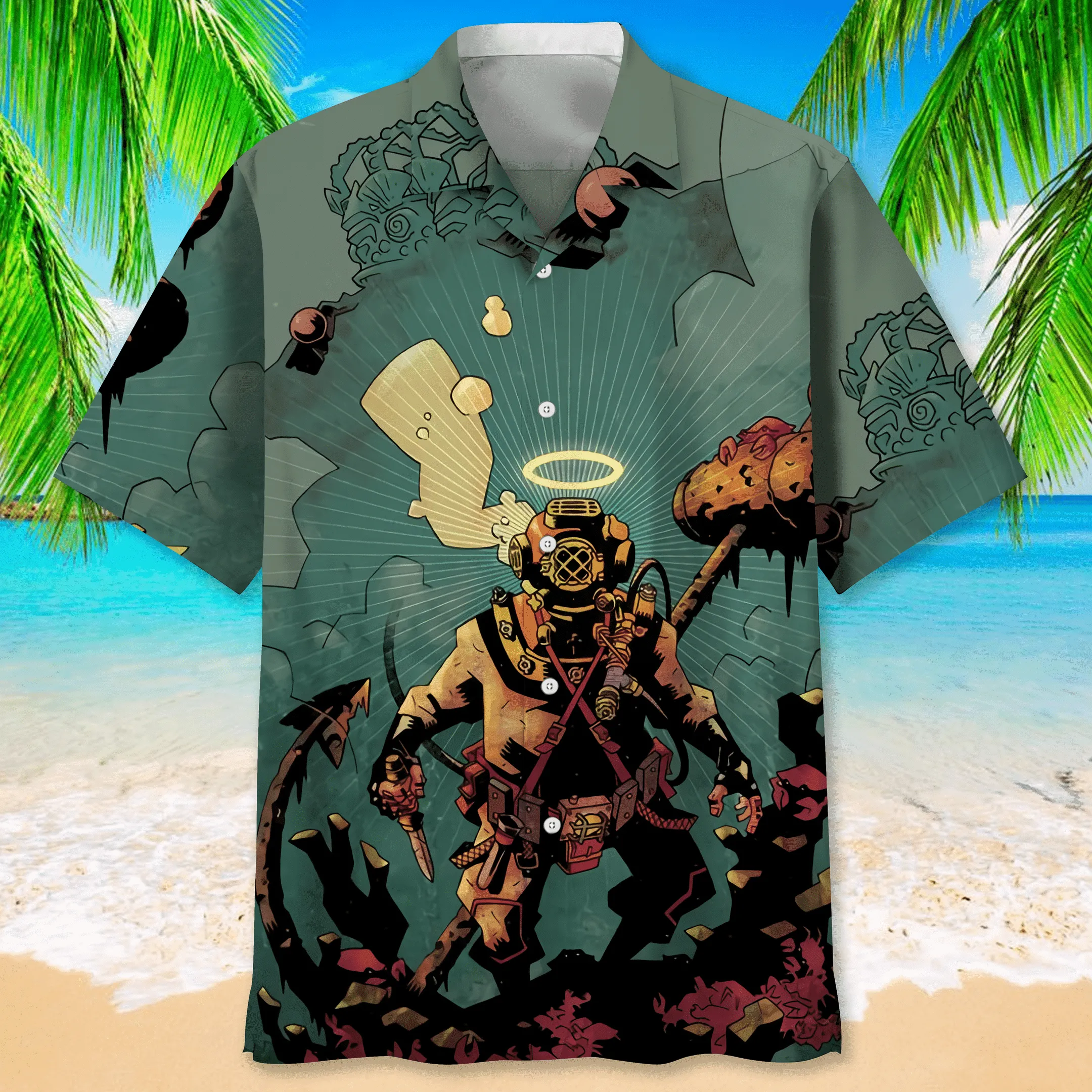 Scuba Diving Nature Hawaiian Shirt for Men, Scuba Diving life shirt, Scuba Diving gifts