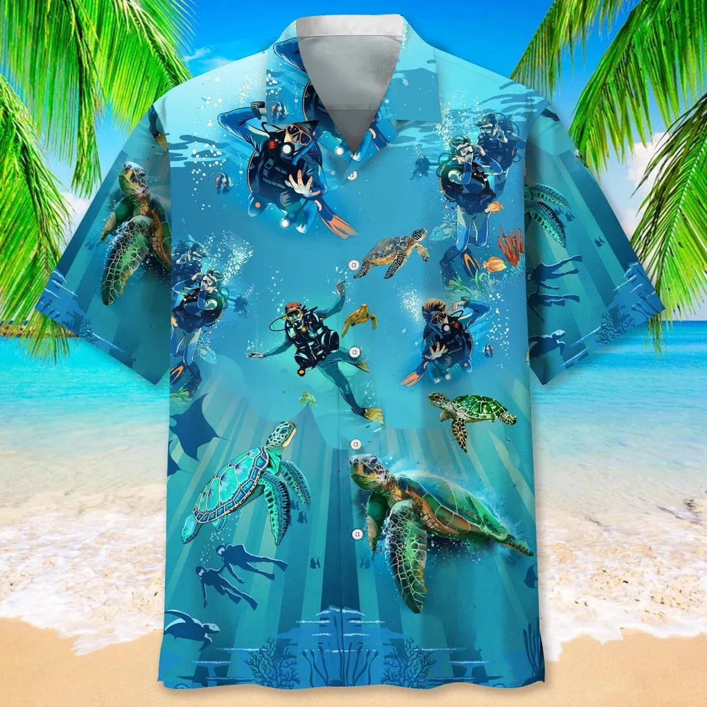 Scuba Diving Nature Hawaiian Shirt for Men, Scuba Diving life shirt, Scuba Diving gifts