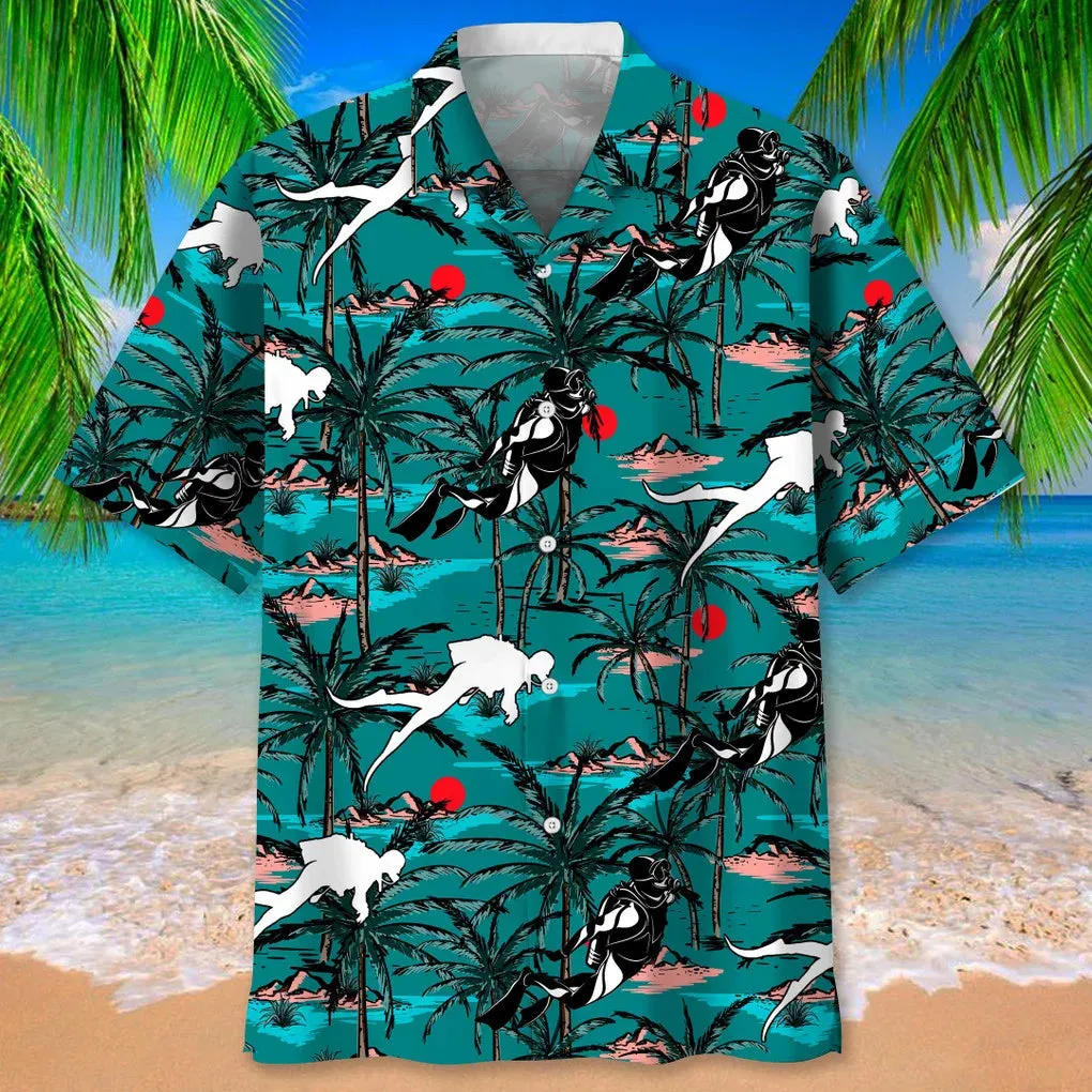 Scuba Diving Nature Hawaiian Shirt for Men, Scuba Diving life shirt, Scuba Diving gifts