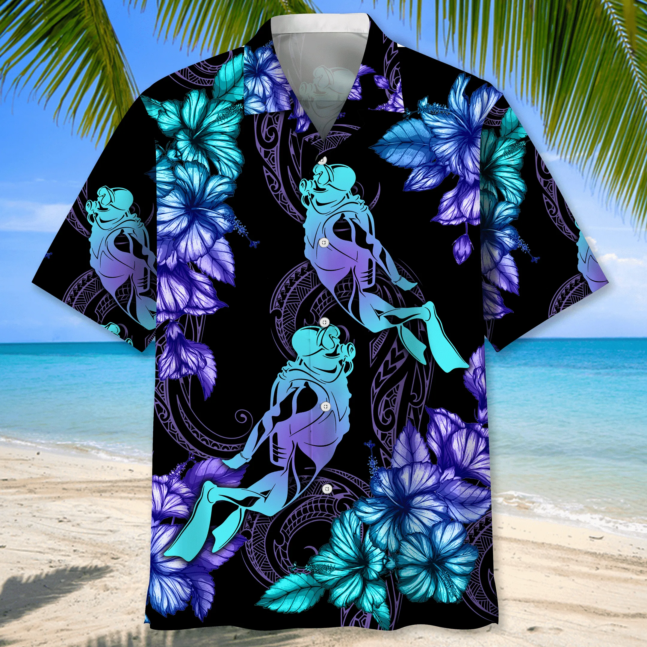 Scuba Diving Nature Hawaiian Shirt for Men, Scuba Diving life shirt, Scuba Diving gifts