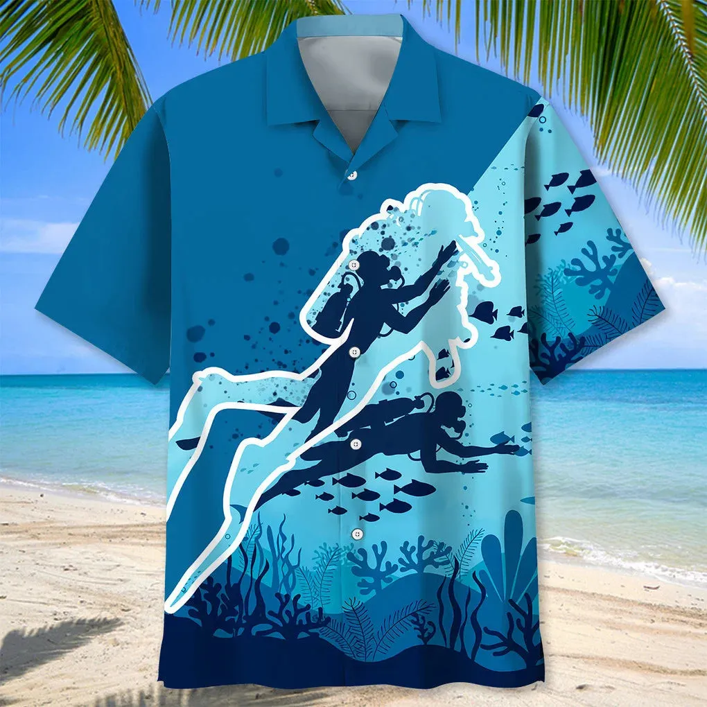 Scuba Diving Nature Hawaiian Shirt for Men, Scuba Diving life shirt, Scuba Diving gifts