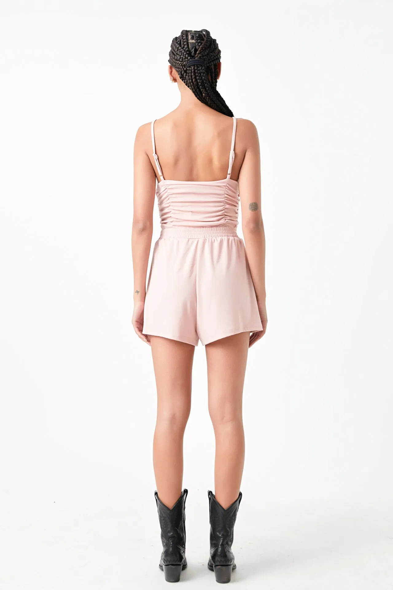 Shirred Detail Knit Romper