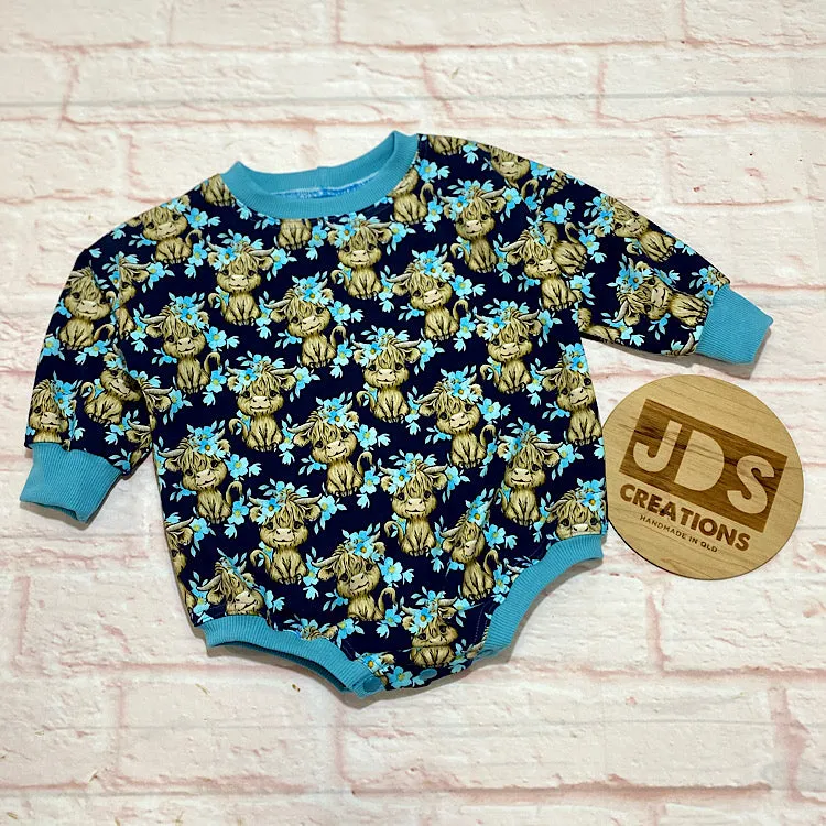 Size 12-18m Sweater Romper - Floral Cows