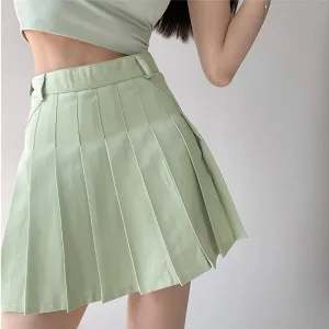 solid color high waist pleated  KF40059