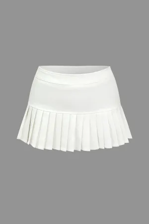 Solid Pleated Mini Skirt