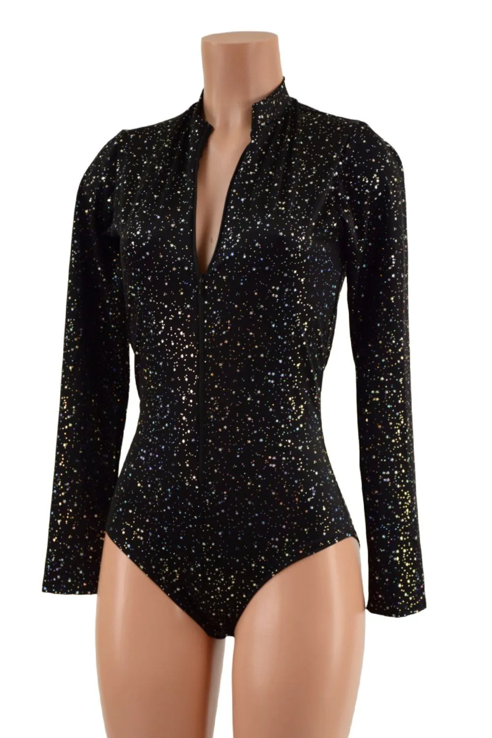 Star Noir Stella Romper with Long Sleeves & Siren Cut Leg