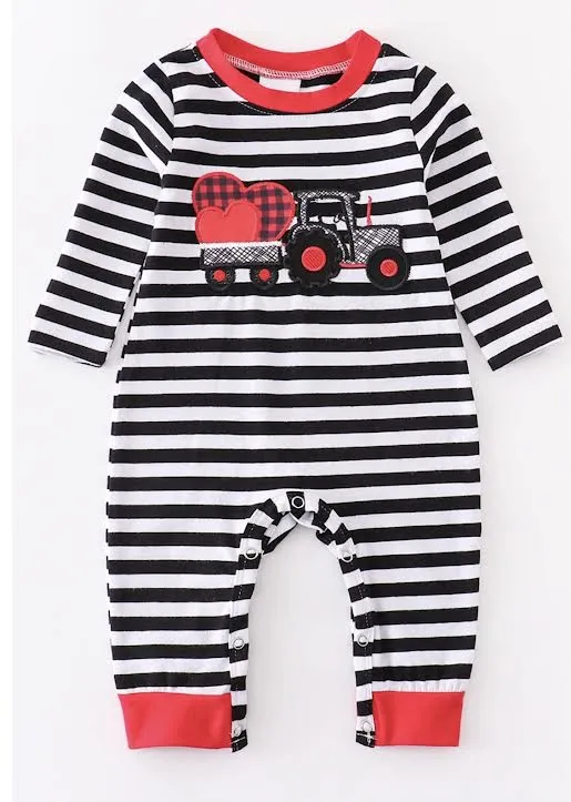 STRIPE TRUCK HEART BOY ROMPER