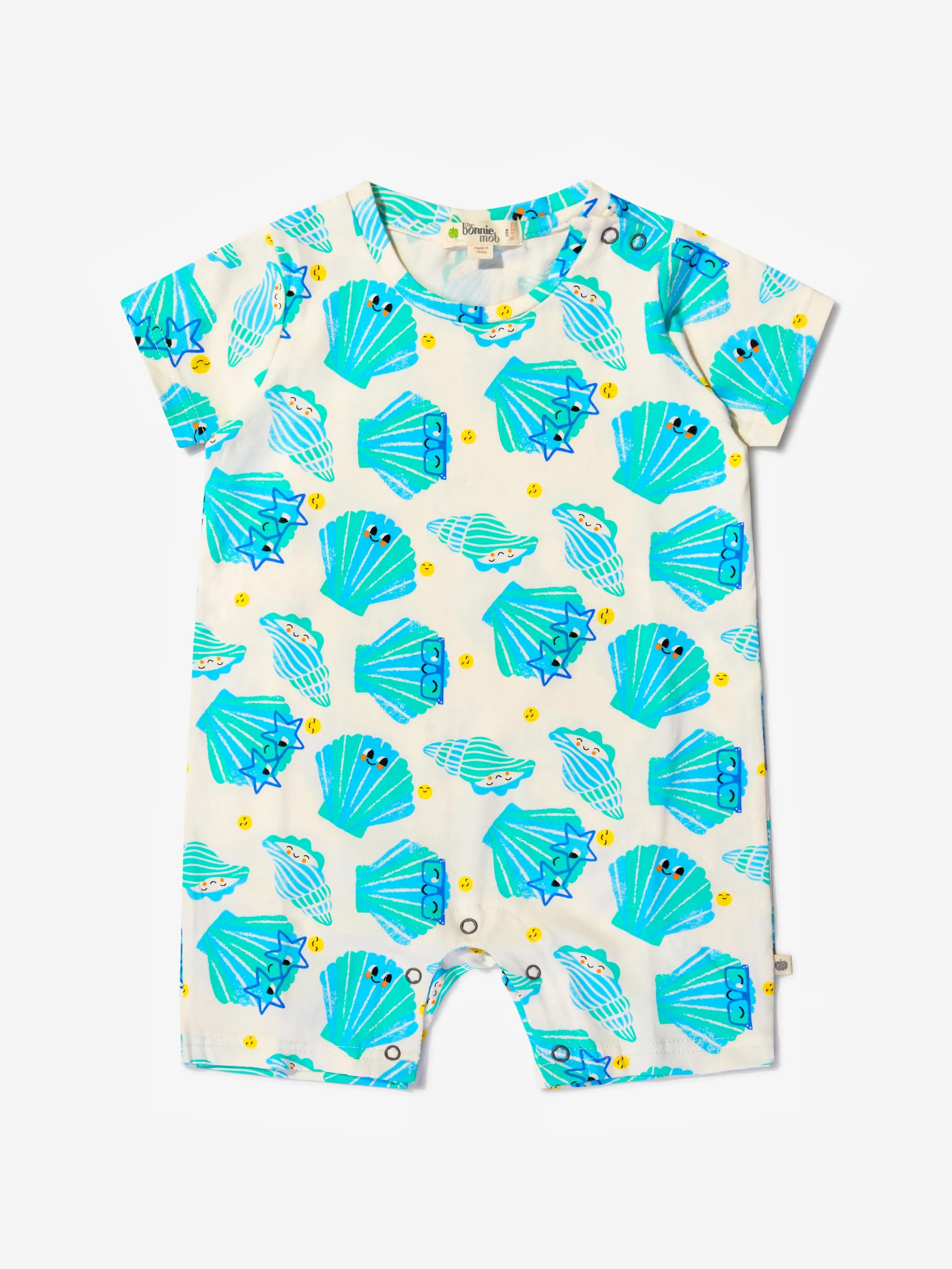 The Bonnie Mob Baby Unisex Organic Cotton Seashells Romper