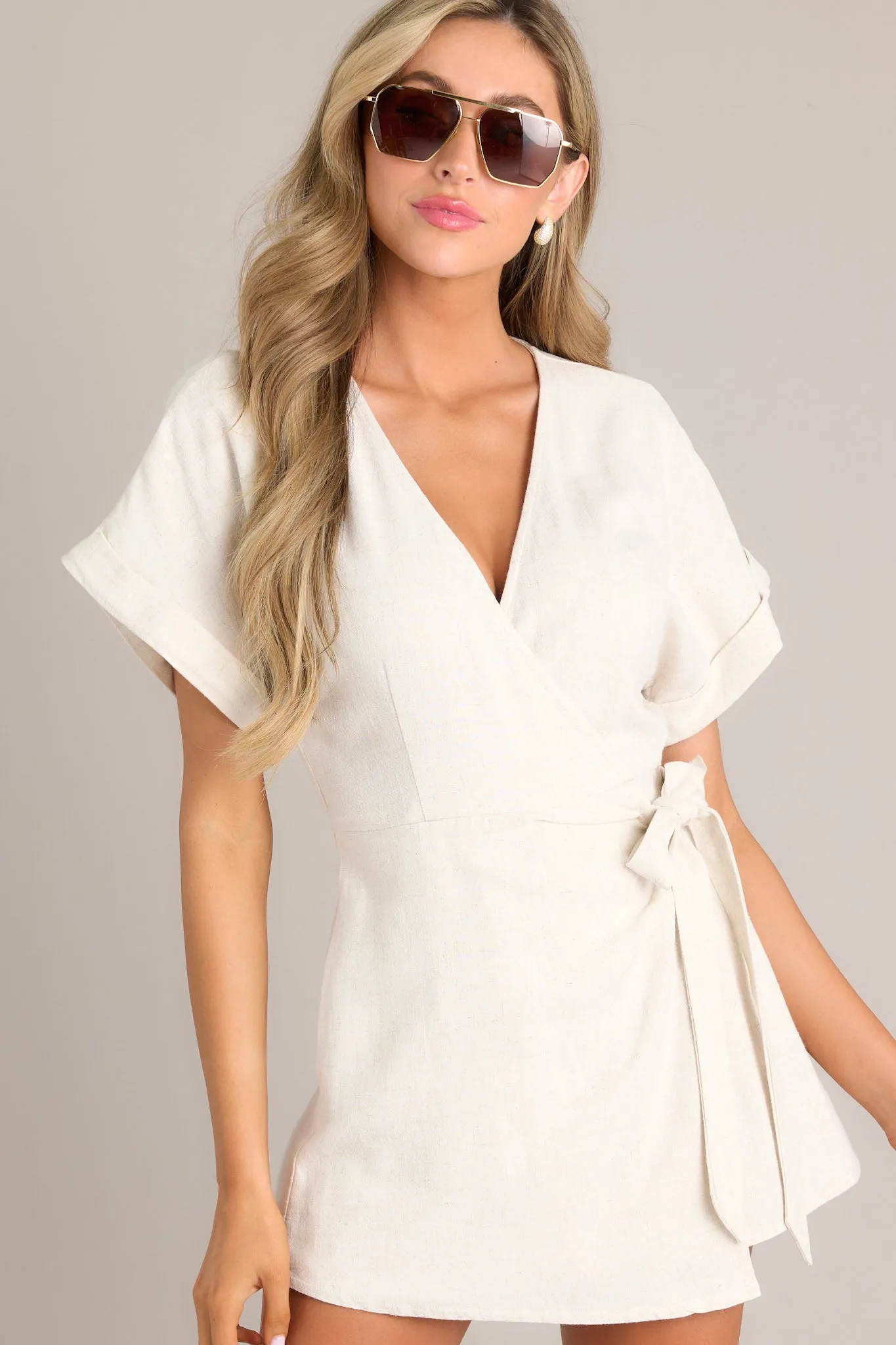 The Simple Life Faux Wrap Oatmeal Romper