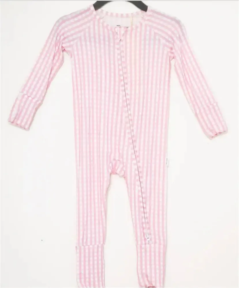 The Uptown Baby - Sleep Romper - Gingham Pink