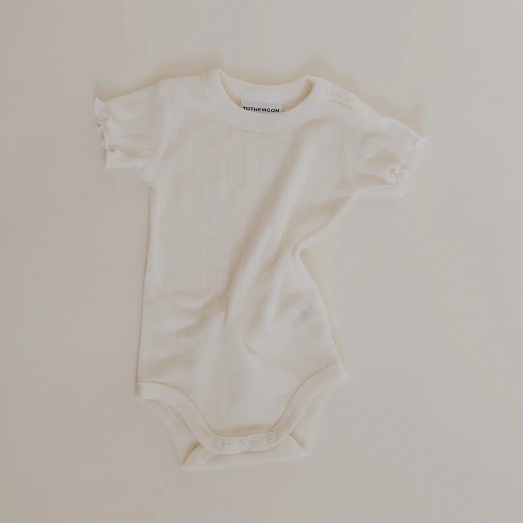 Tothemoon ☾ - Body - Short sleeve - Curled ends - Wool & silk - Pointelle