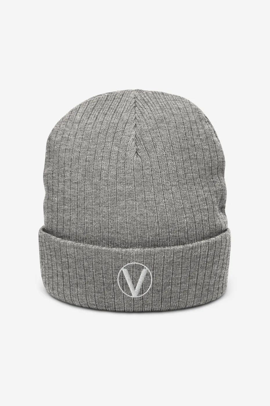 V Symbol Recycled Ribbed Knit Beanie