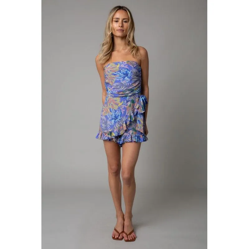 Valentina Blue Sleeveless Romper