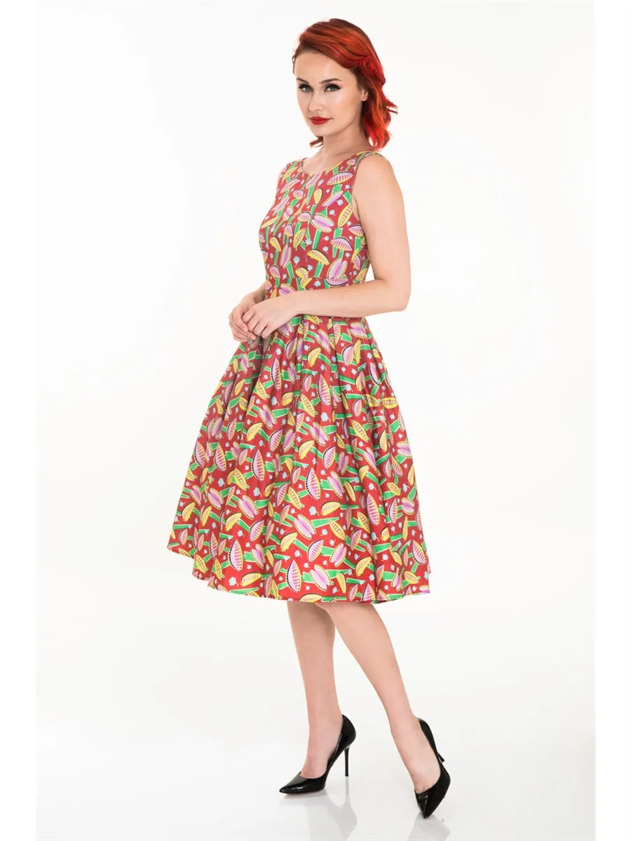 Venus Fly Trap Print Flare Dress - Size XS