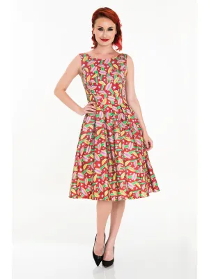 Venus Fly Trap Print Flare Dress - Size XS