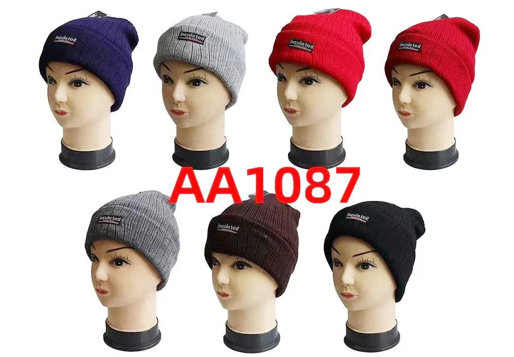 Wholesale Cuffed Long Beanie Thermal Insulated Skull Ski Hats W/Fur Lining AA1087