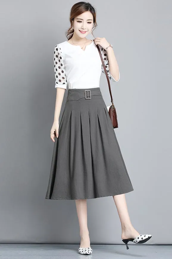 women summer pleated skirt with high waist CYM317