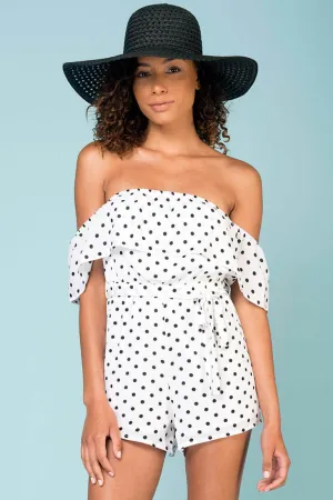 Wynter Casual Romper White With Black Polka Dots